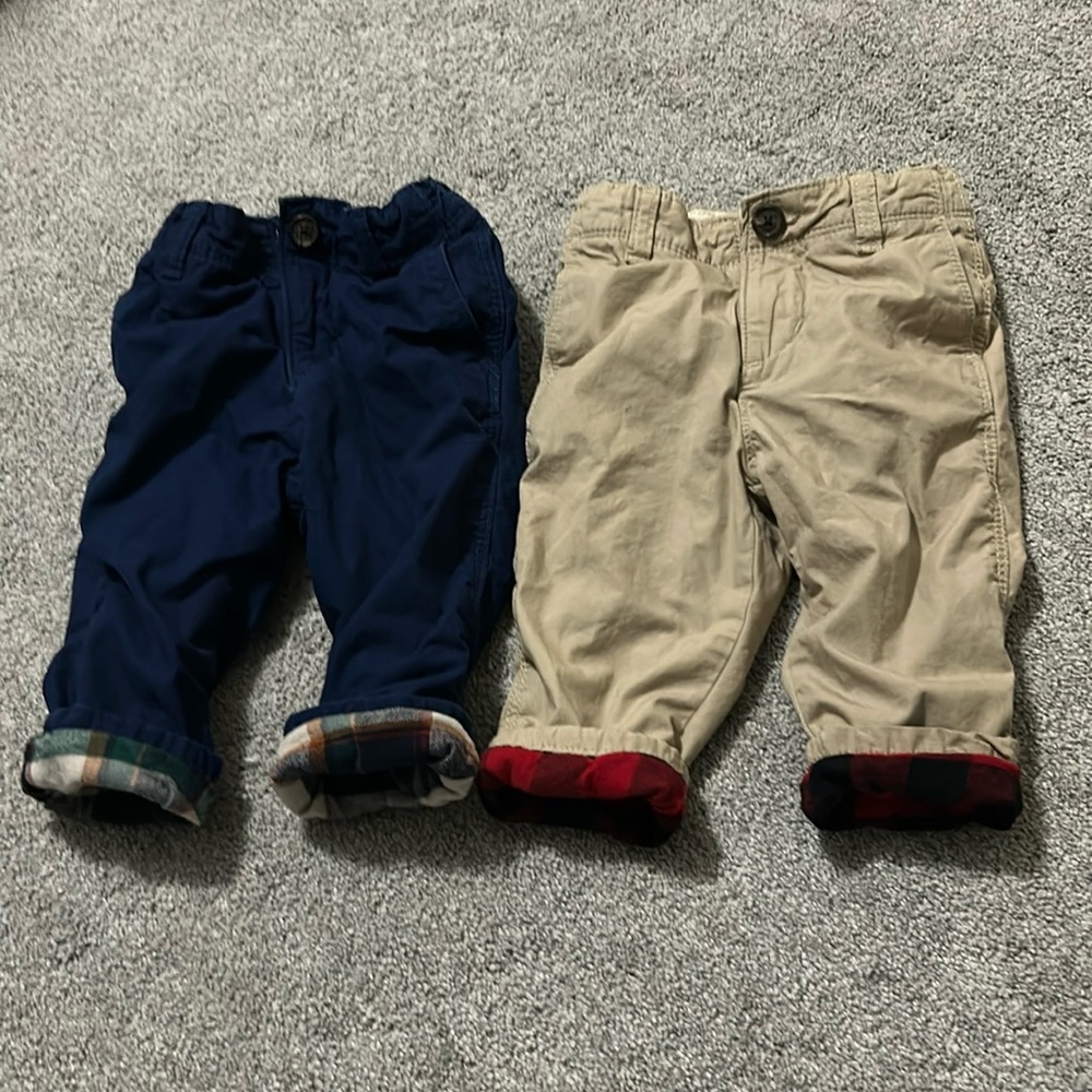 Toddler gap flannel lined khaki’s sz 12-18